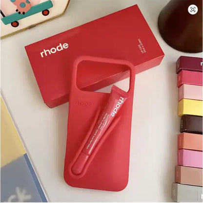 Phone Case That Holds Your Lip Gloss Soft Silicone Design for Iphone 11-17 Promax with Built-In Beauty Accessory Holder