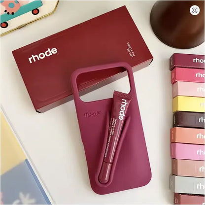 Phone Case That Holds Your Lip Gloss Soft Silicone Design for Iphone 11-17 Promax with Built-In Beauty Accessory Holder